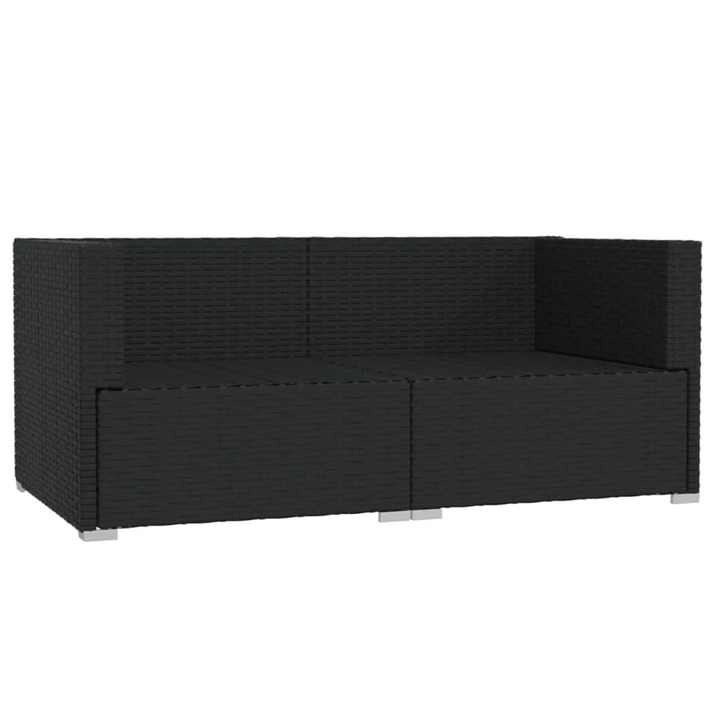 Divano trendy a 2 posti 140 x 70 x 60,5 cm con cuscini in resina intrecciata nera 02_0013191