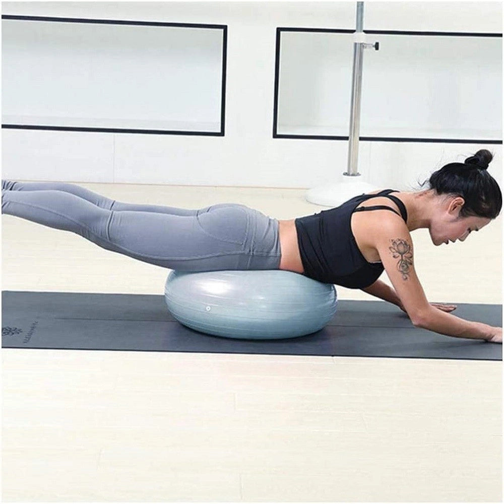 Trade Shop - Ciambella Palla Gonfiabile Allenamento Esercizio Yoga Pilates Con Pompa Grigio -