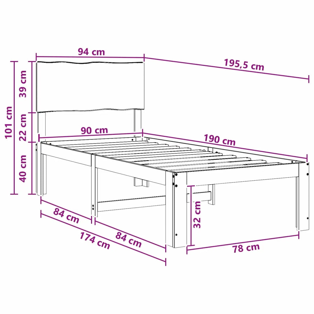 Letto Singolo con Testiera ROSTOCK Bianco 90 x 190 cm 903316