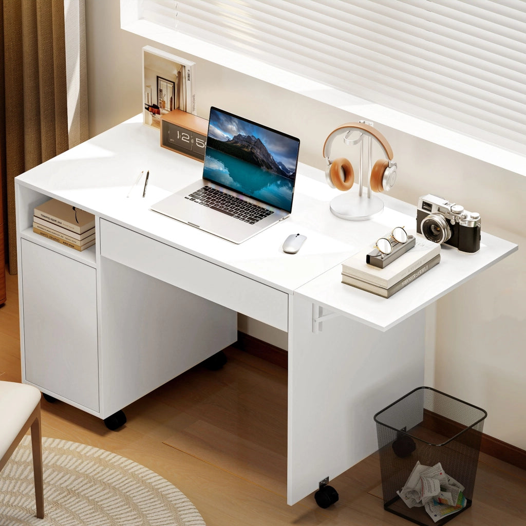Scrivania computer con cassetto e scaffale ¨C zephmum ¨C bianco 90x50x75