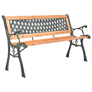 Panca da giardino mobili da esterno terrazza 116 x 52,5 x 73 cm ghisa e legno massello di abete 02_0011186