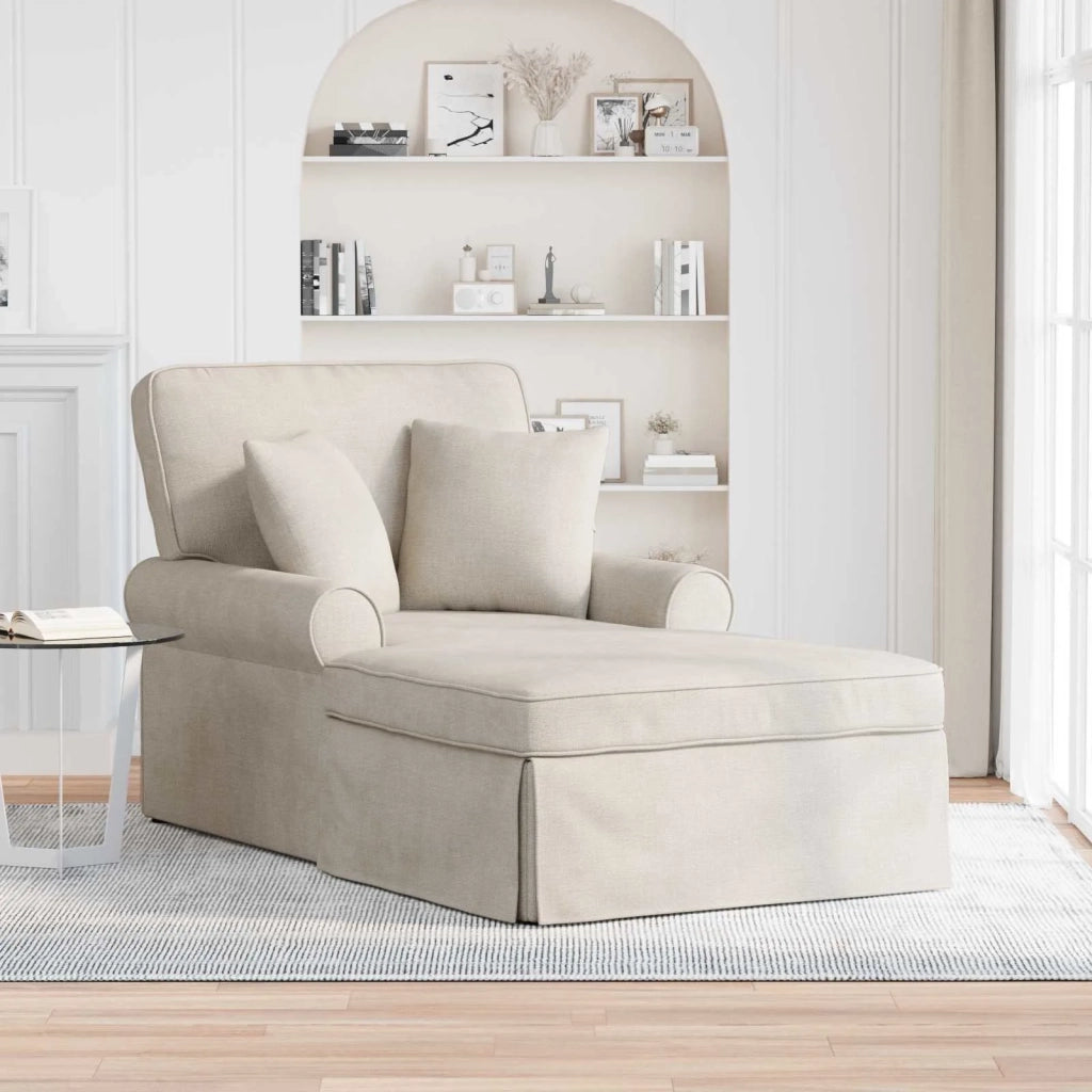 Chaise Longe con Gonna con cuscino Crema 157 x 91 x 91 cm ARES 42022954