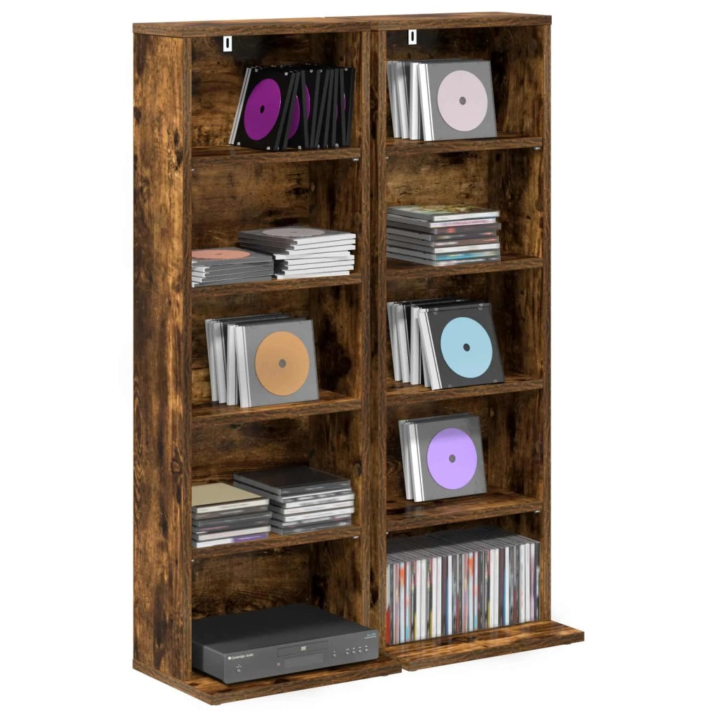 Mobile per CD 2 pz Rovere Fumo 33 x 23,5 x 97,5 cm 8012699