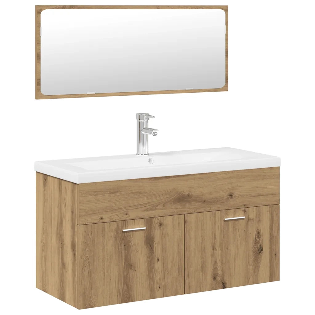 Set Mobili da Bagno | Armadio da bagno 3 pz Rovere Artigianale Legno Multistrato