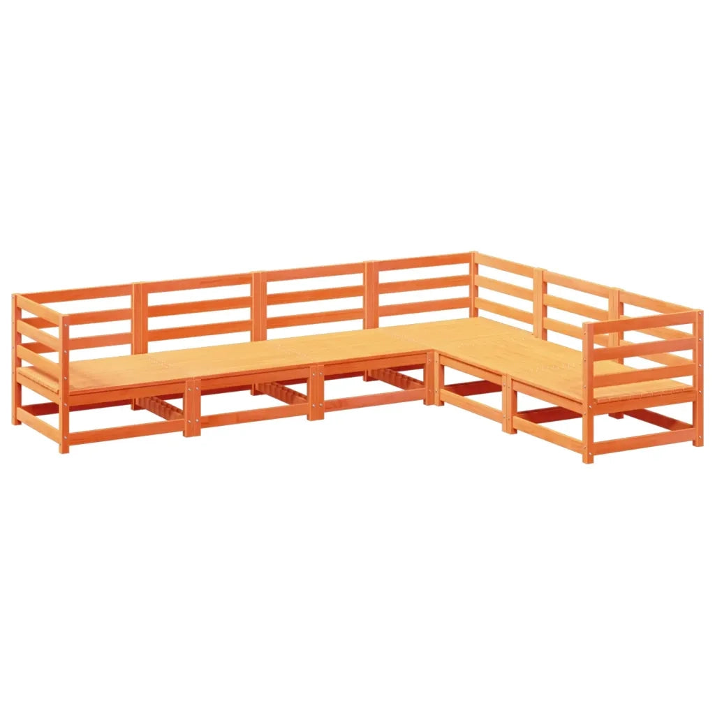 Set Divani da Giardino 6 pz Marrone Cera Legno Massello Pino 3299453