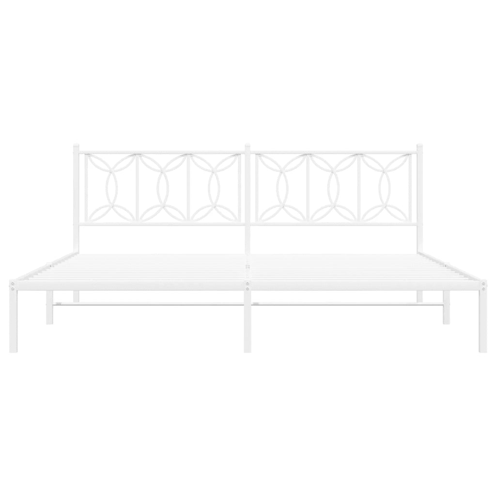 Giroletto con Testiera Metallo Bianco 200x200 cm 376184
