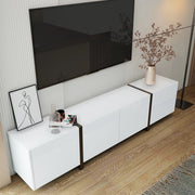 OKWISH Mobile TV con 3 Ante 1 Cassetto e 1 Anta a Ribalta, Frontali Lucidi, per Soggiorno, Bianco e Nero, 170 x 30 x 39 cm
