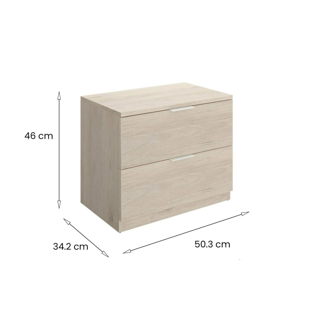 Comodino Banyan, Comò basso, Tavolino da notte, Mensola da letto, 50x34 h46 cm, Rovere