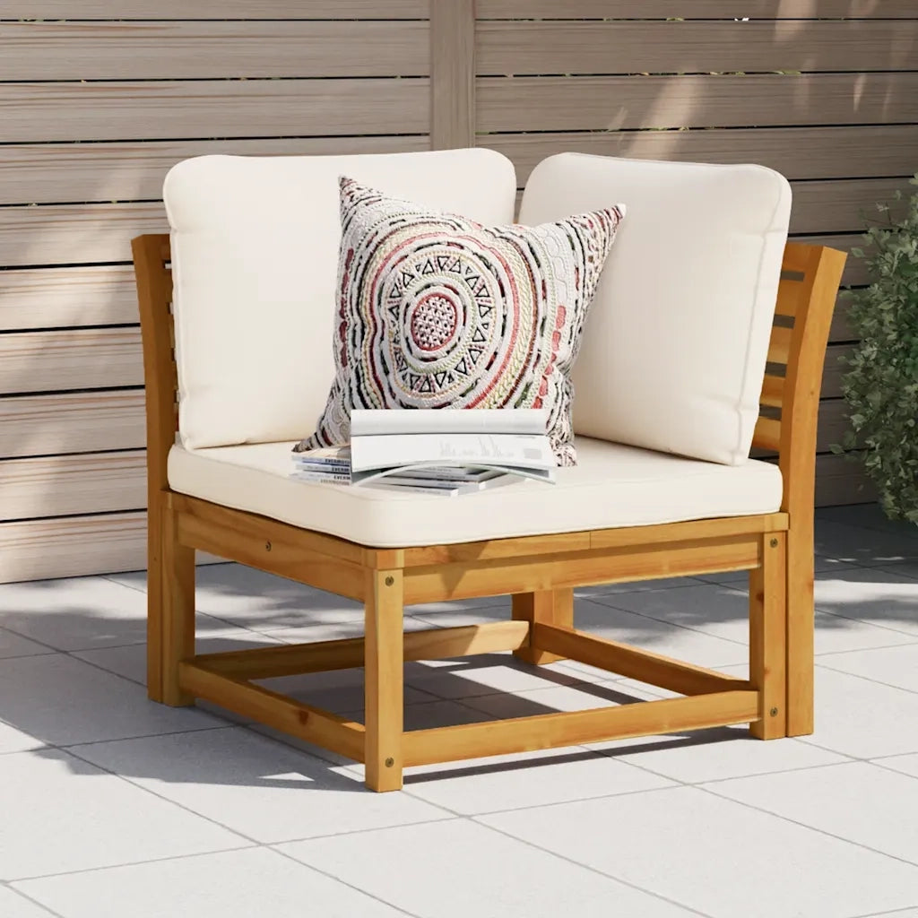 Divano Angolare Giardino con Cuscini-Sofa da Giardino-Divanetto da esterno 73x73x65cm Massello Acacia 707672