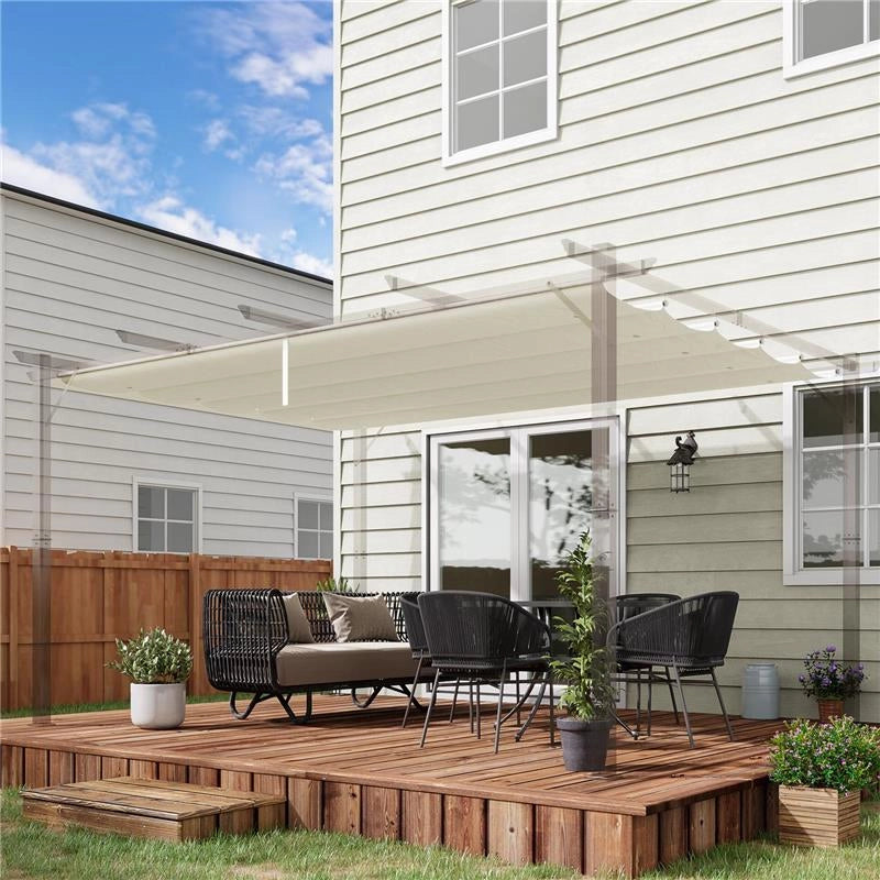 TETTUCCIO DI RICAMBIO PER PERGOLA GAZEBO DA GIARDINO DA 3X4 M IN POLIESTERE CREMA