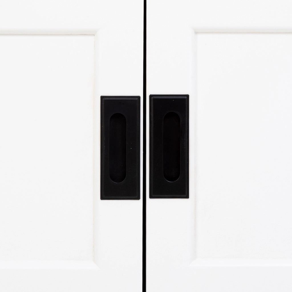 Mobiletto basso in legno bianco con 2 ante 4 cassetti 154x45x51,5h cm