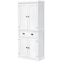 Credenza Alta Cucina con Armadietto e Inferiore e Cassetto Centrale in MDF, Mobile Truciolato e Metallo, 76x40.5x184cm, Bianco|Aosom Italy