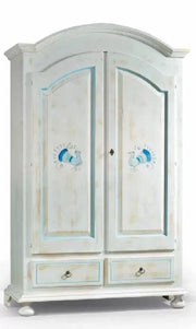 Armadio 2 porte shabby legno bianco consumato 125x61x200 - Mobili 2G