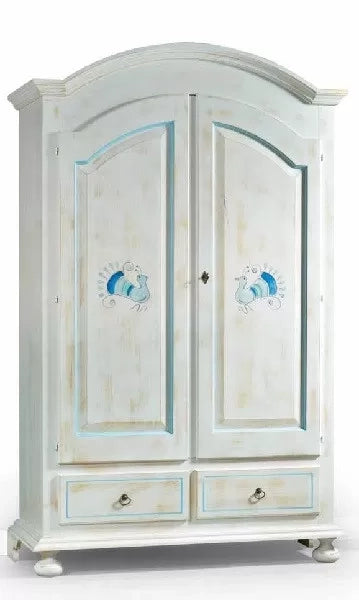 Armadio 2 porte shabby legno bianco consumato 125x61x200 - Mobili 2G
