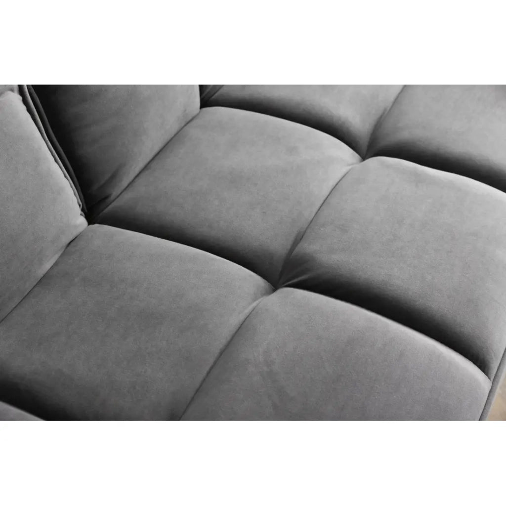 Divano dritto NEVISI grigio – Divano scandinavo trasformabile in velluto con piedi in metallo nero