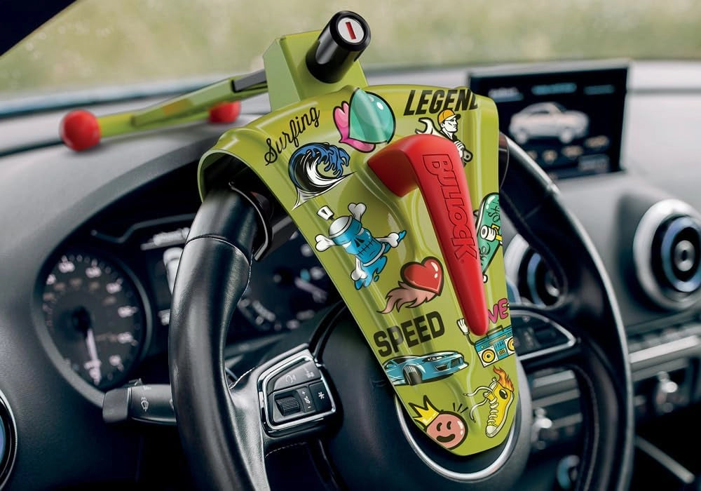 Bullock Defender Pro, Blocca Volante Antifurto Universale, Scudo di Sicurezza in Lega Rinforzata, Ideale per City Car, Tatoo