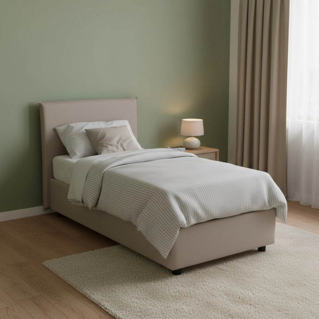 Arminius, Letto Singolo Materasso Incluso Made in Italy, Grigio Tortora