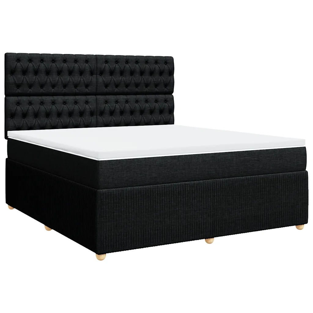 Giroletto a Molle con Materasso Nero 180x200 cm in Tessuto 3294444