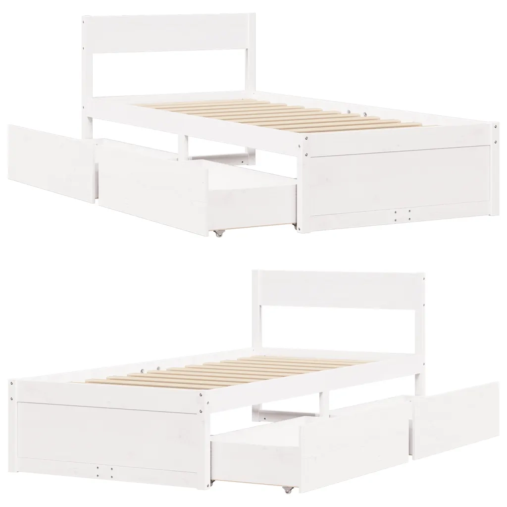 Letto senza Materasso Bianco 90x200 cm Legno Massello di Pino 846793