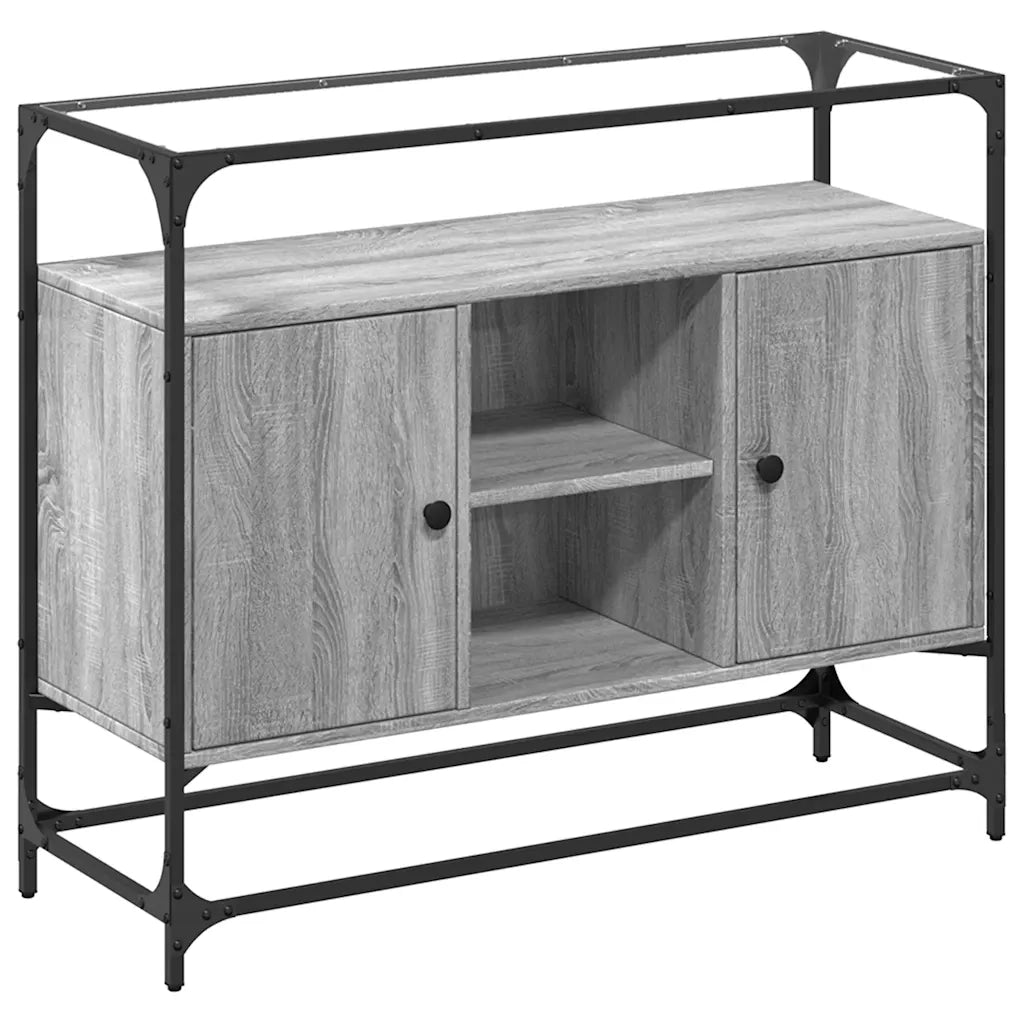 Credenza-Buffet-Armadio da cucina Piano Vetro Grigio Sonoma 98x35x81cm Legno Multistrato