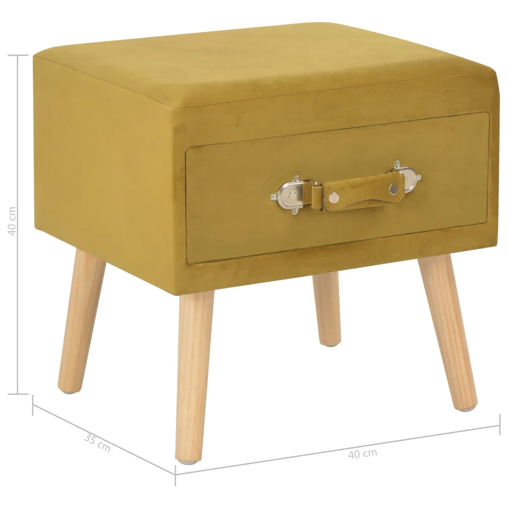 Comodini Senape 2 pz-Set di 2 Tavolino da notte 40x35x40 cm in Velluto