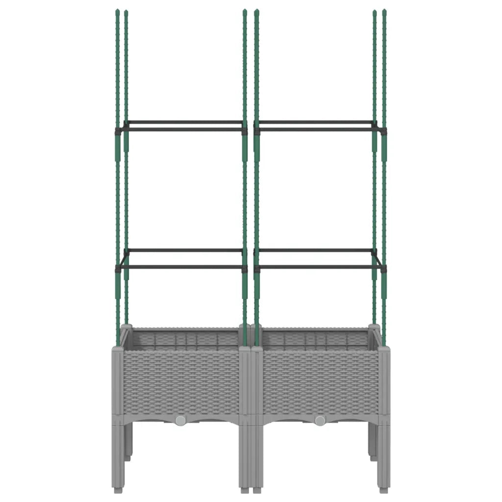 Fioriera | Cassetta per fiori | Vaso da Giardino con Graticcio Grigio 80x40x142,5cm PP