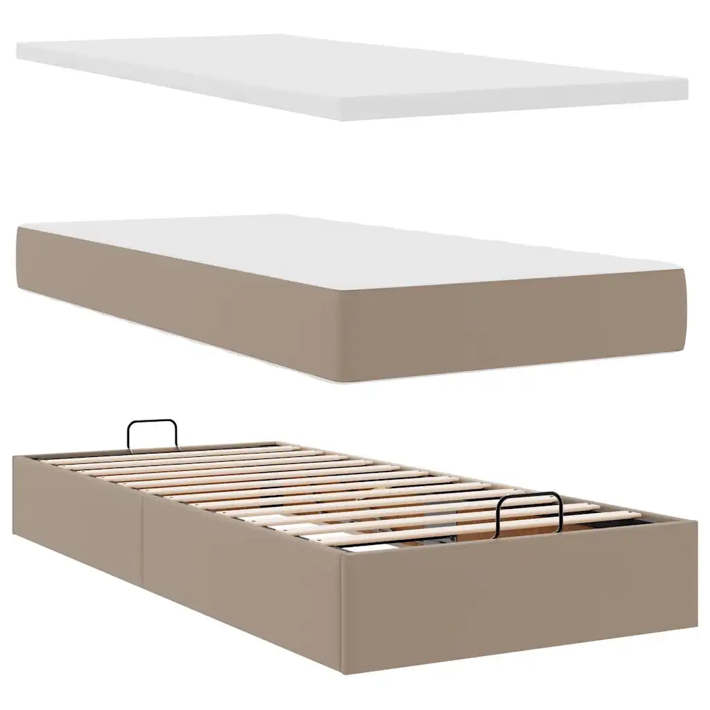 vidaXL Struttura Letto Pouf con Materasso 90x190 cm Similpelle