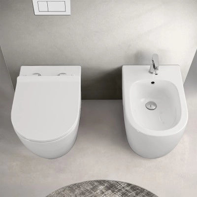 Wc filomuro Rimless in ceramica bianco lucido serie Tokyo