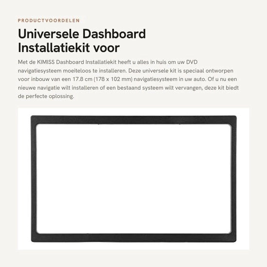 Kit di installazione universale - Navigatore - 17,8cm di spessore - Per 178 x 102mm - Adatto per DVD - Installazione facile - Cassa di installazione in vetro