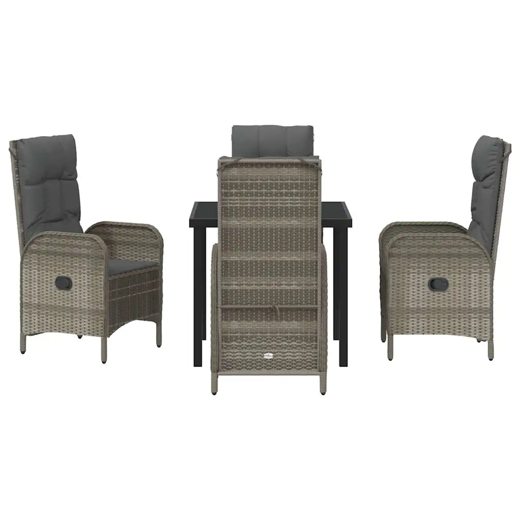 Set da Pranzo per Giardino con cuscino 5 pcs Grigio polyrattan 3380128