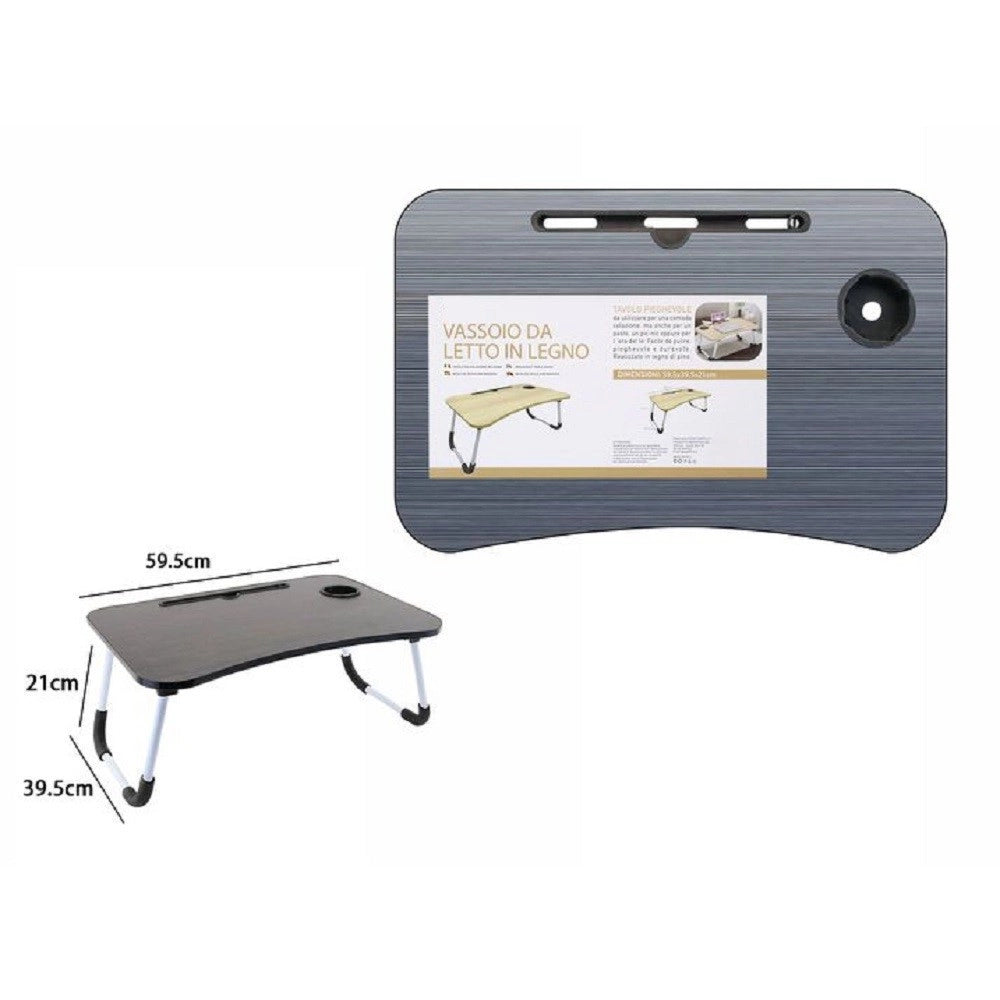 Trade Shop - Vassoio Da Letto Scrivania Pieghevole Tavolino Tavolo Pc Slot Tablet Tazza 71363 -