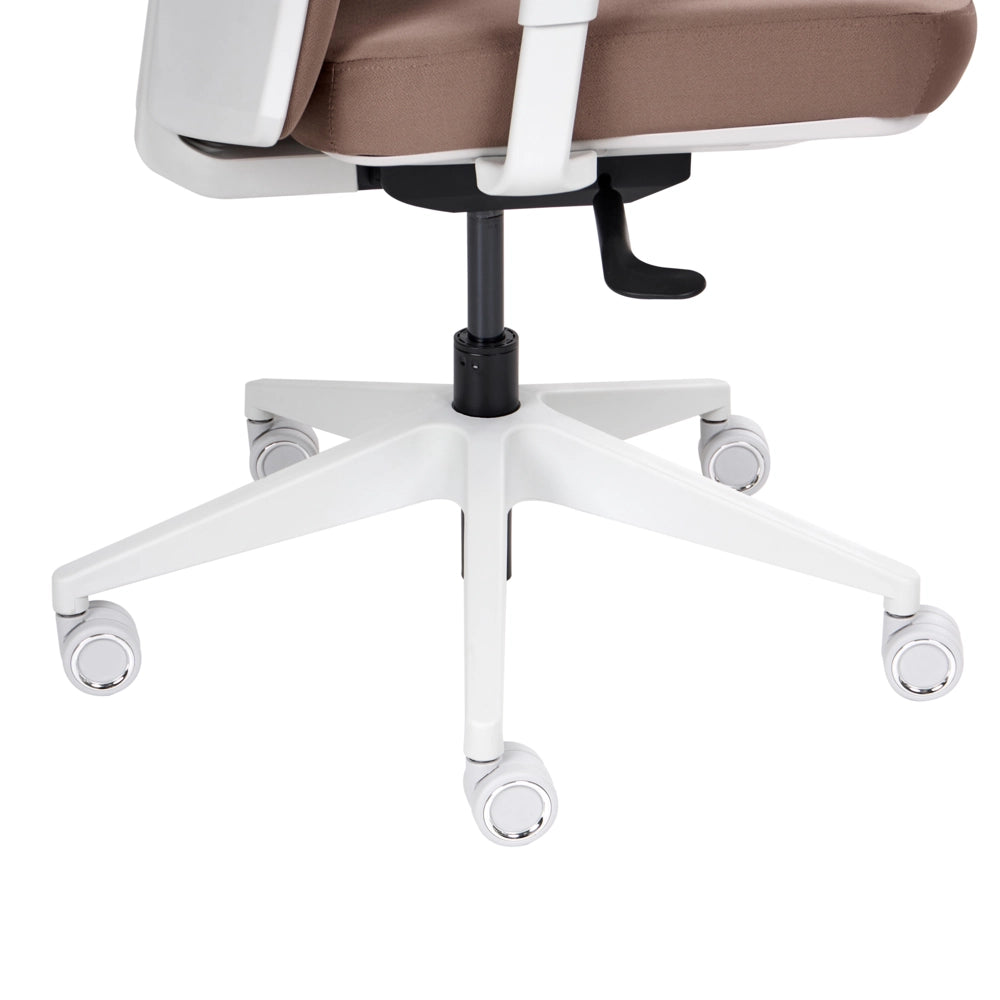Sedia da ufficio ergonomica con schienale regolabile, seduta scorrevole, braccioli regolabili e supporto lombare marrone
