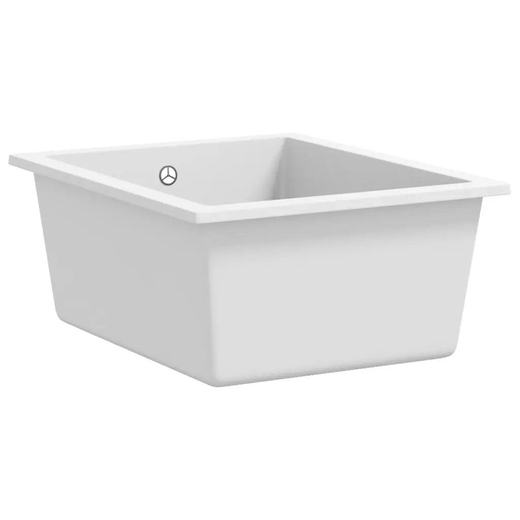 Lavello da Cucina con Foro Troppopieno-Lavandino-Lavabo Bianco in Granito 507845