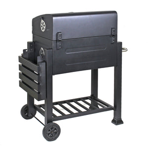 Barbecue a carbone carrellato con coperchio termometro altezza carbone regolabile BBQ a carrello
