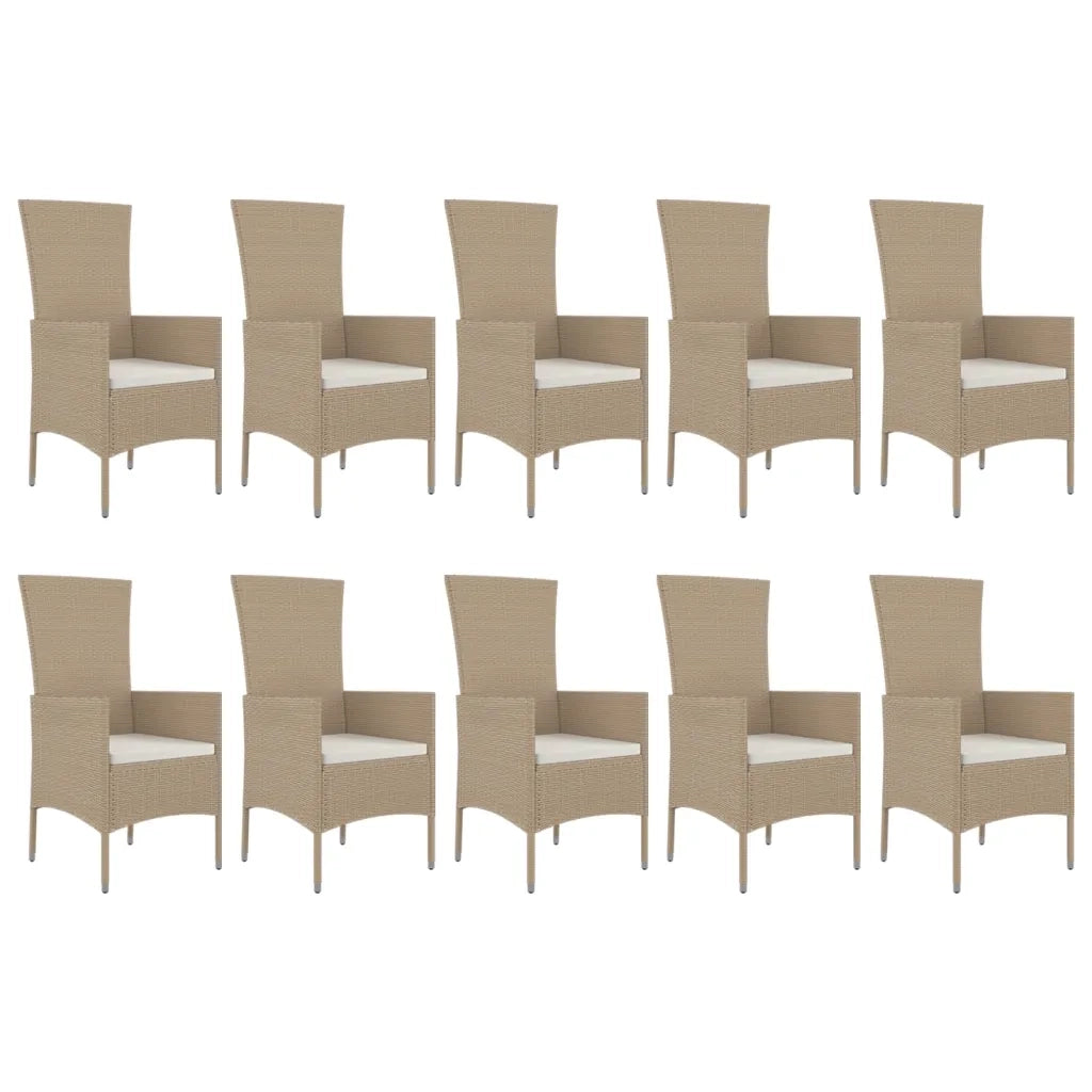 Set da Pranzo da Giardino 11 pz con Cuscini Beige in Polyrattan 3157566