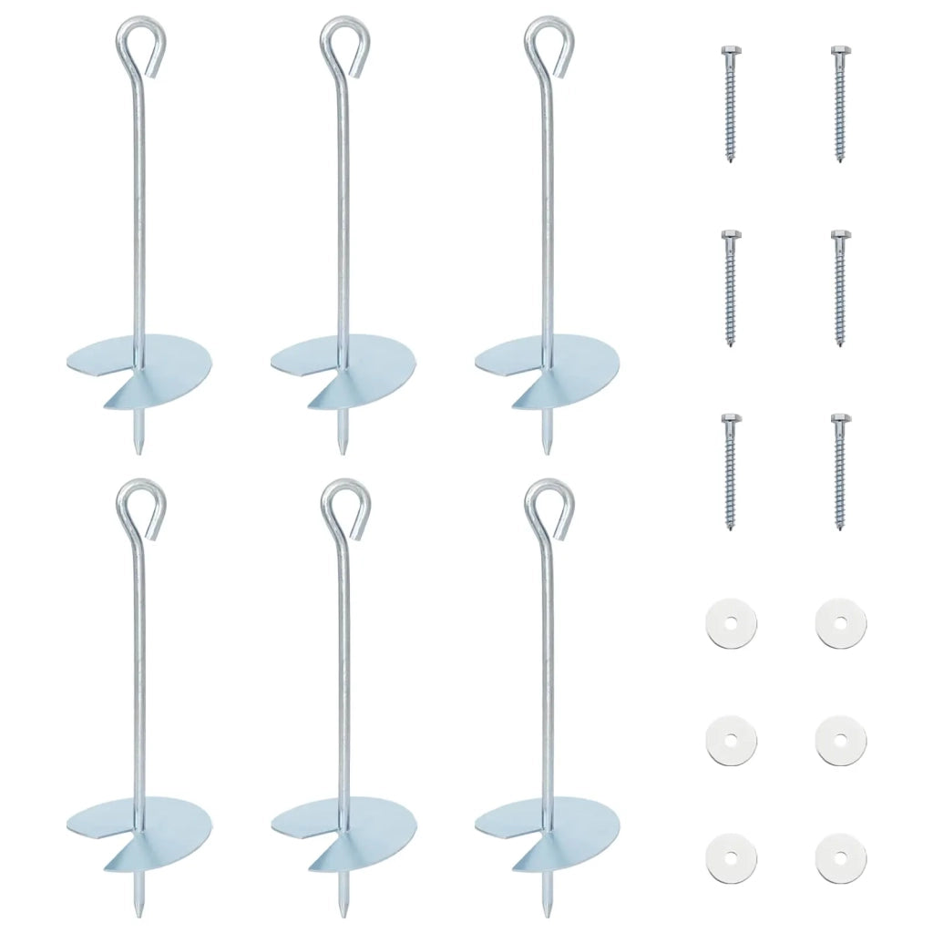 Ancora per Terra 6 pz Argento ?10 x 30 cm Metallo Galvanizzato CFW2515054