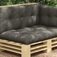 Set 3 Cuscini da Giardino per Divani e Pallet in Poliestere con Imbottitura Spessa, Grigio Carbone