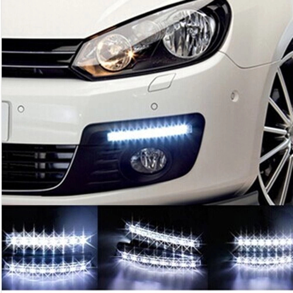 Trade Shop - Coppia Fari Luce 8 Led 5050 Diurne Daytime Fanale Fari Auto 12w Led 240 -
