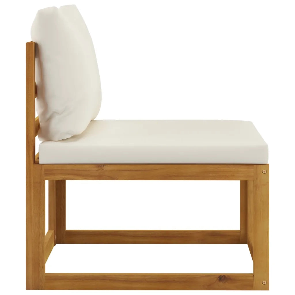 Divano da Giardino a 3 Posti con Cuscino Crema Massello Acacia 3057638