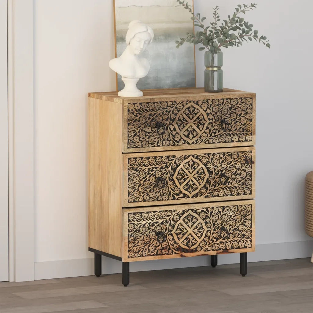 Credenza | Madia | Buffet da pranzo | Armadio da pranzo 60x33x75 cm in Legno Massello di Mango