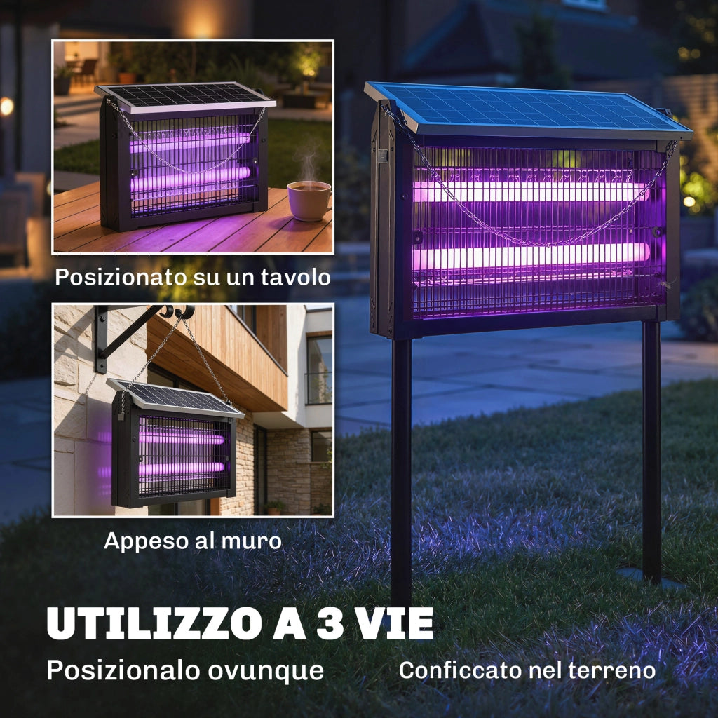 Lampada Antizanzare da Esterno a Energia Solare ¨C zephmum ¨C 45x18x90 cm, Nero