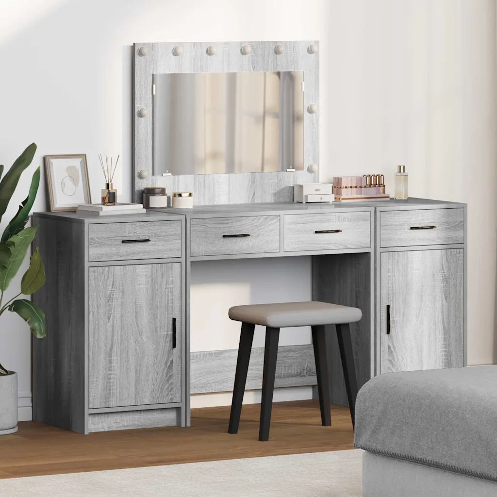 Tavolo da Trucco con cassetto 3 pcs Grigio Legno multistrato 3334250