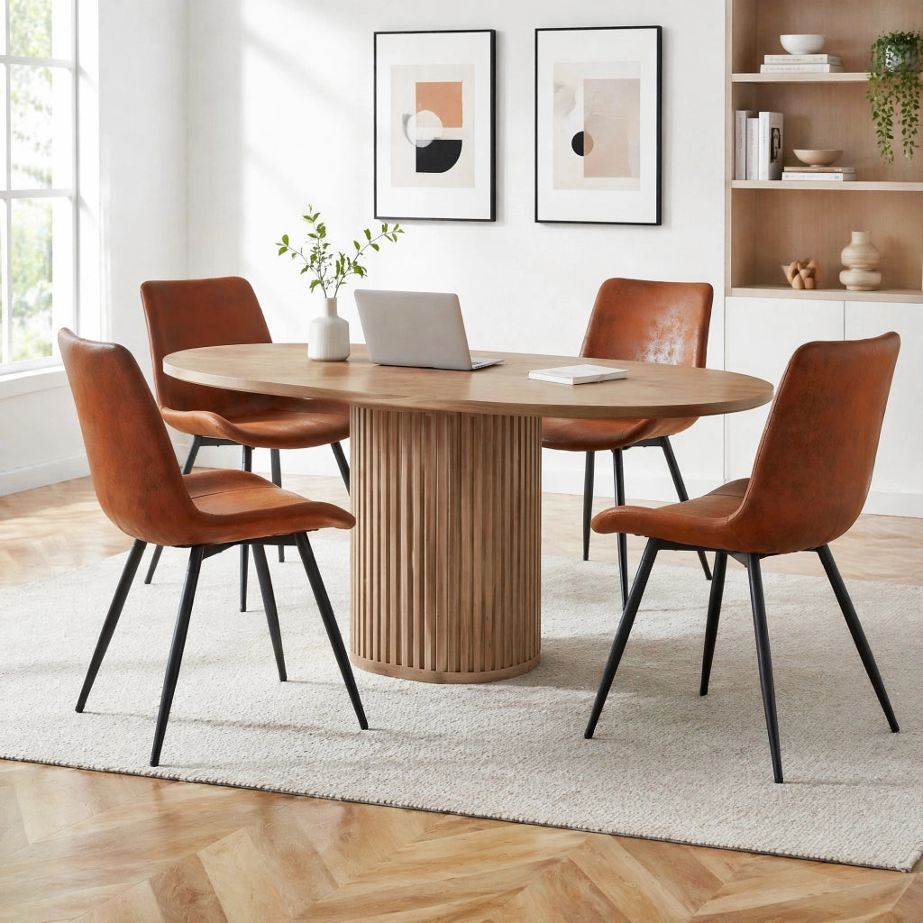 SEDIA da pranzo set da 4 pezzi 76.5x58.0x51.5 cm tessuto marrone e metallo nero