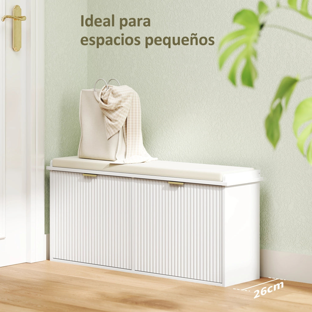 Banco Scarpe con Cassetti e Seduta ¨C zephmum ¨C Bianco 104x26x47,5 cm