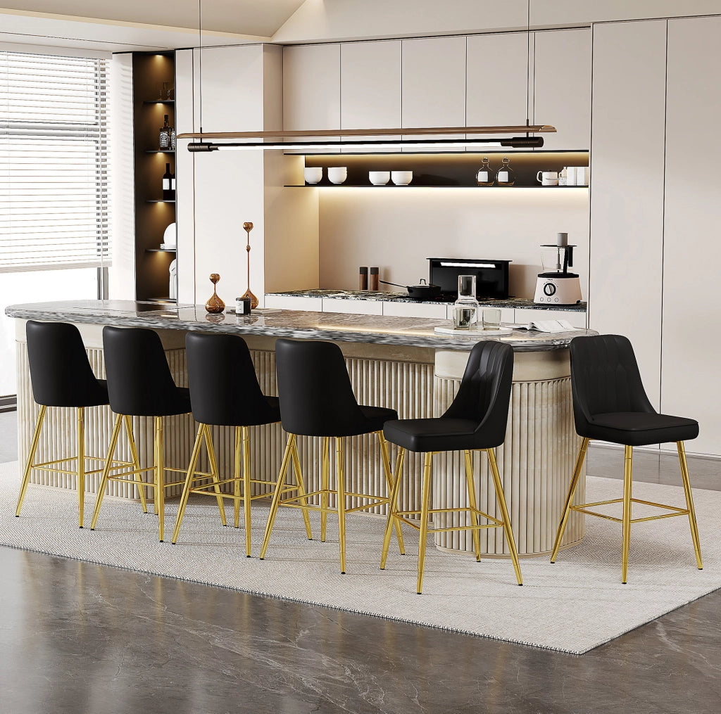 SGABELLI BAR Set da 2 pezzi h 100 cm in PU nero e metallo oro