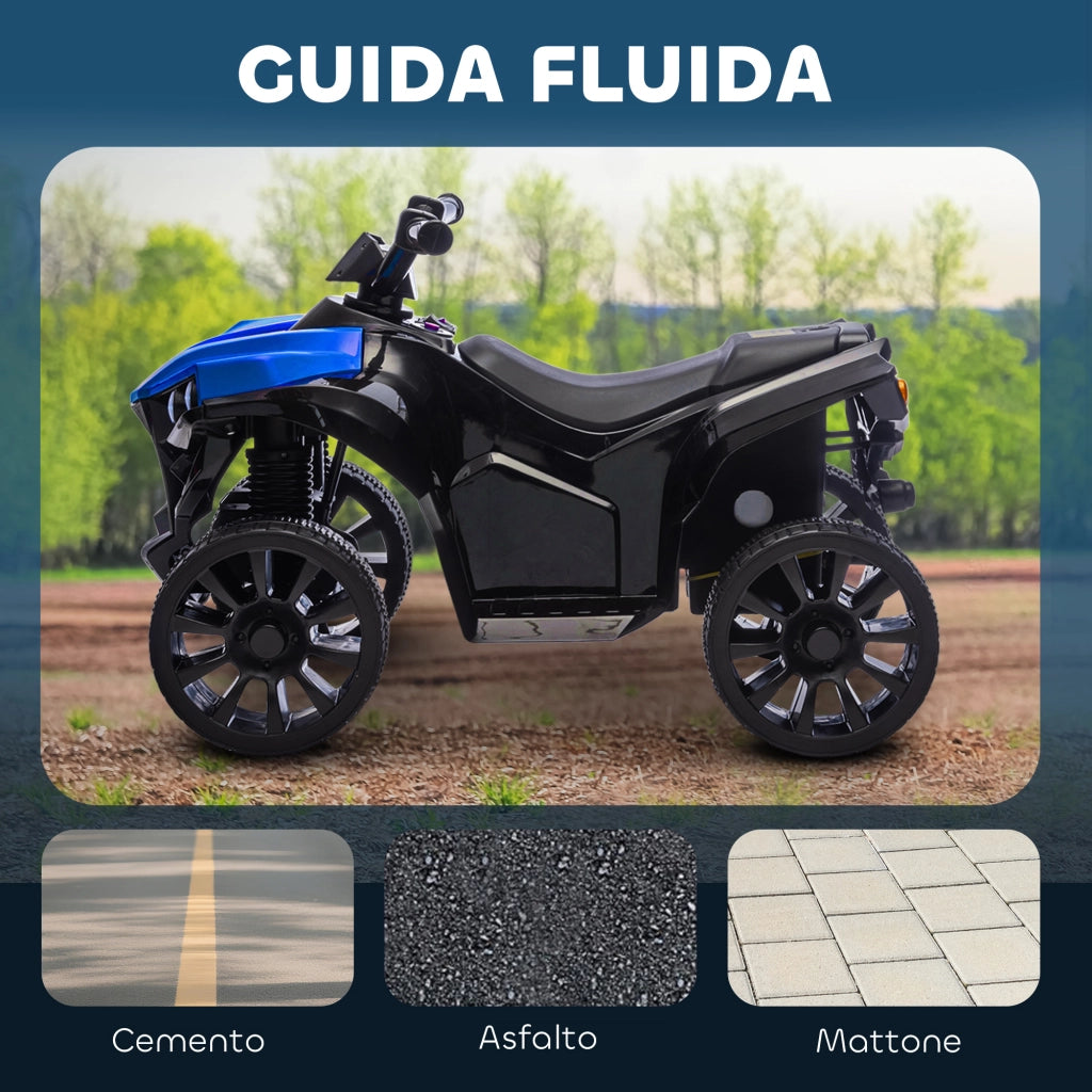 Quad Elettrico per Bambini ATV 6V Ricaricabile con Fari e Musica Blu