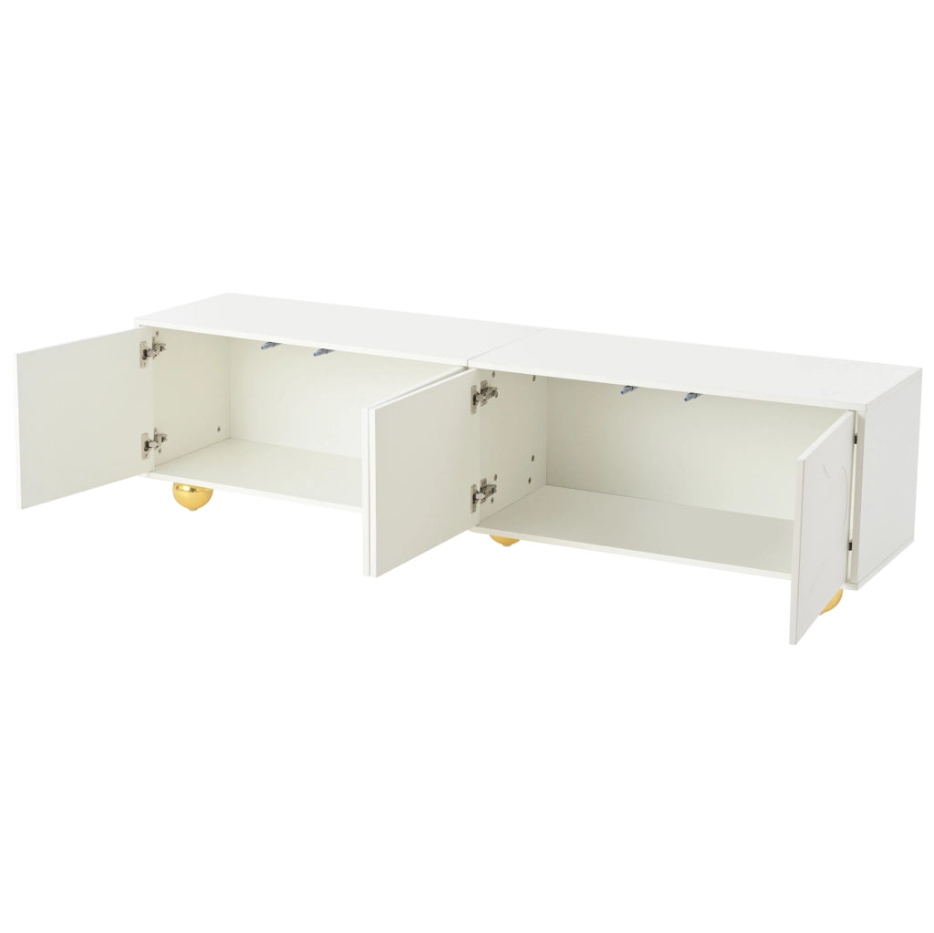 Mobile TV 180x40x45 cm con 2 armadietti; 4 ante; bianco