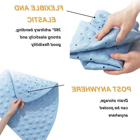 Mat di gomma angolario antiscivolo con zucca - antibatterico - per doccia - bagno - 54x54 cm