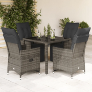 vidaXL Set Bistrò da Giardino 5 pz con Cuscini in Polyrattan Grigio