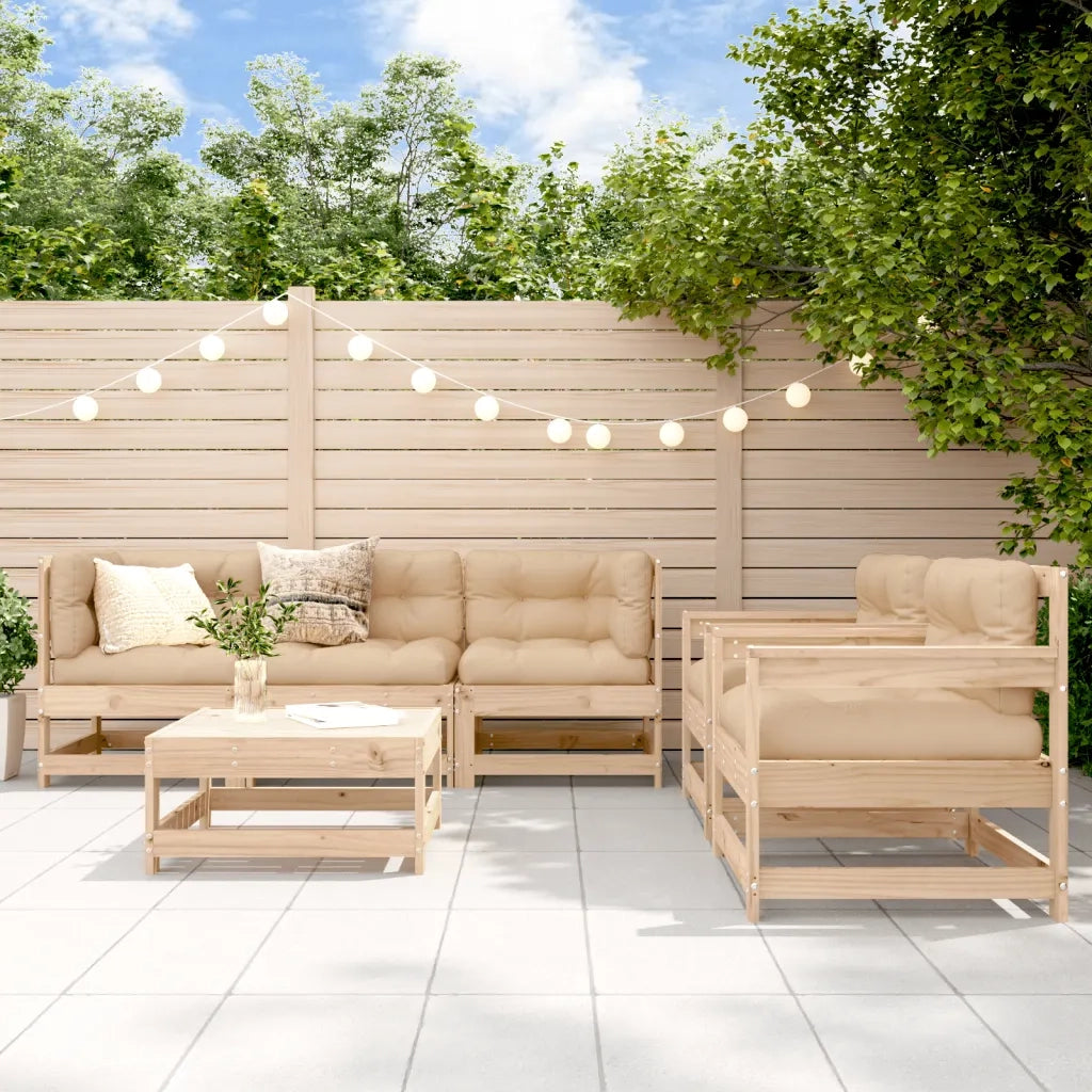 Set Divani da Giardino 6 pz con Cuscini in Legno Massello 3185815
